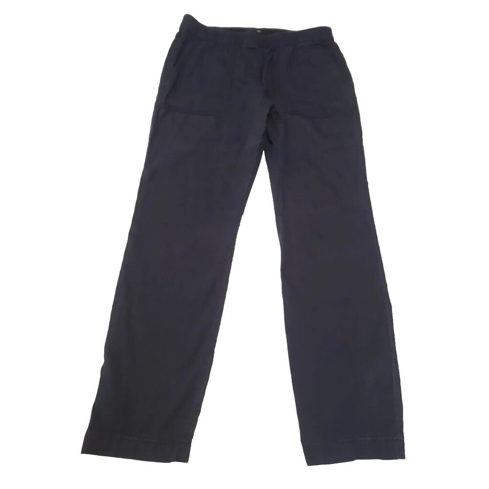 THEORY Northsound Linen Blend Joggers Pants Navy Blue Size 8 Retail $265 Crunch